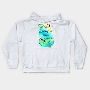 Spooky Alien Ghosts Watercolor Kids Hoodie